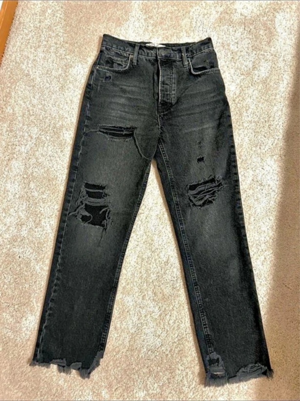 Free people distressed straight jeans size 26